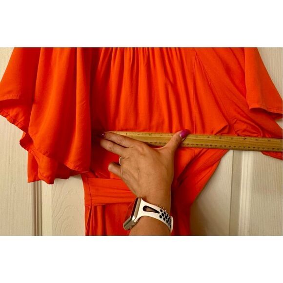 NWT L*Space Summer Nights Panama Wrap Maxi Orange Short Sleeve Dress Large - Picture 7 of 8